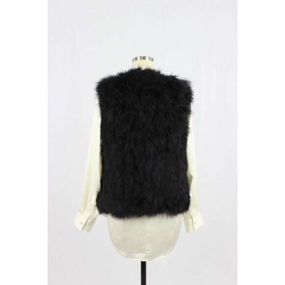 CLUB MONACO Violet Soot Black Genuine Feather Fur Vest, Size M - Picture 6 of 15